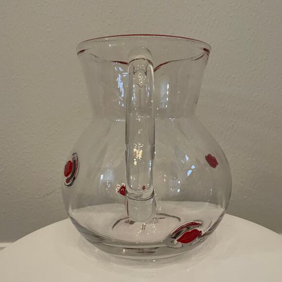 Hearts & Kisses Valentine RED LIPS Glass Pitcher 10in Viral Tik Tok New - Picture 8 of 16